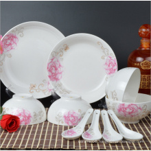 Haonai wholesale high quality white and pink ceramic dinner set